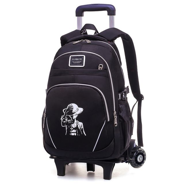 Hot Selling Wheeled Trolley Black Backpack School Bags for 8-12 Years Old Boys