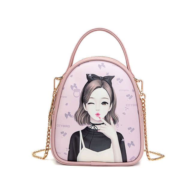 Trendy Beautiful Cartoon Print Small Cellphone Sling Crossbody Bag Backpack