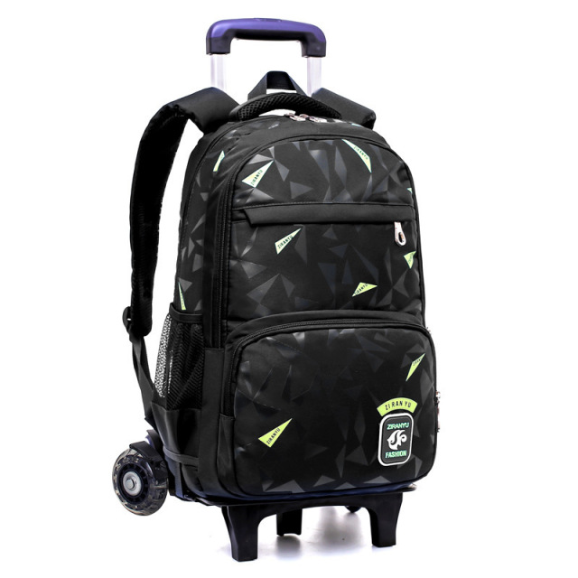 Wholesale New Design Nylon Kids Boys Trolley School Bag Wheeled Trolling Backpack