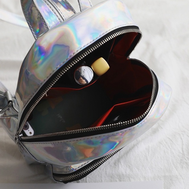 Personalised Stylish New Design Small PU Leather Holographic Laser Backpack
