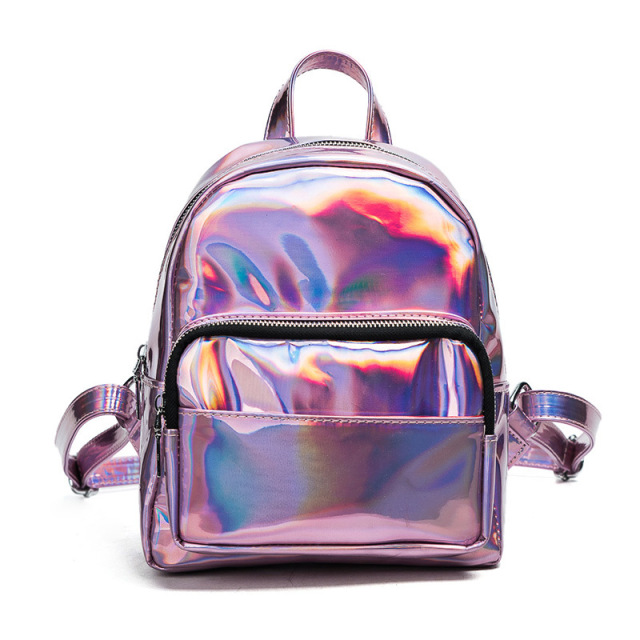 Personalised Stylish New Design Small PU Leather Holographic Laser Backpack