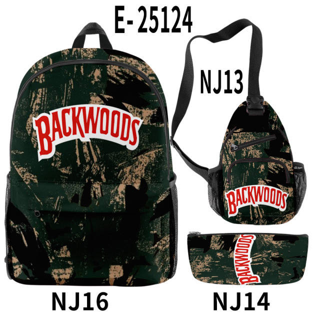 2021 3D Printed Backwoods Backpack for Boys Laptop Shoulder School Bag Travel Bags 3pcs Sets