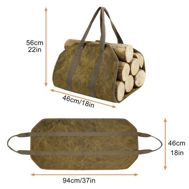 OEM Water Resistant Large Capacity Practical Waxed Canvas Firewood Log Carrier Tote Bag