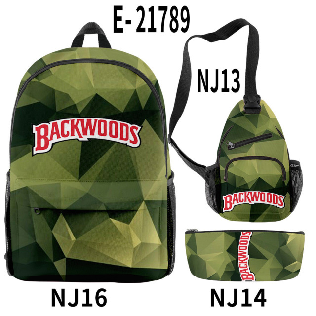 2021 3D Printed Backwoods Backpack for Boys Laptop Shoulder School Bag Travel Bags 3pcs Sets