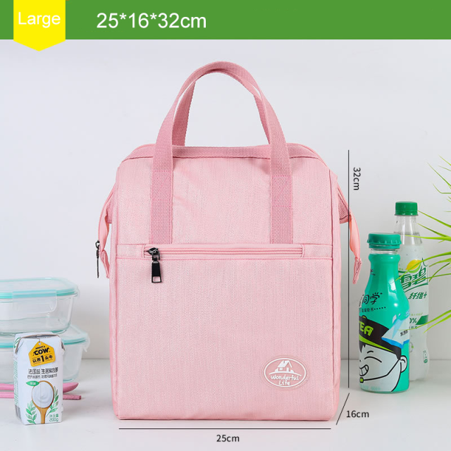 Simple Practical Pink Ladies Fashion Office Lunch Box Bag Insulated Cooler Bags