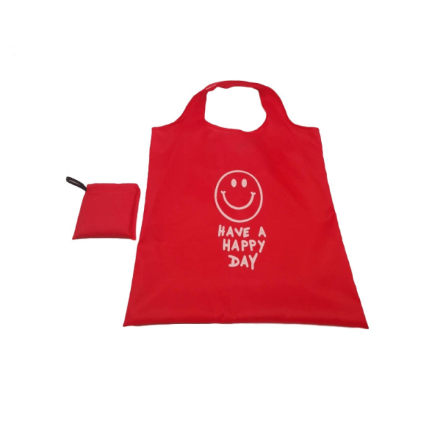 Innovative Reusable Waterproof Red Polyester Grocery Tote Bags Foldable Carry Bags for Shopping