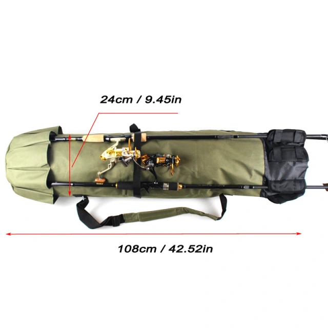 Portable Large Capacity Durable Fishing Rod Carrier Bag,Multi Purpose Cylinder Fishing Tool Bag