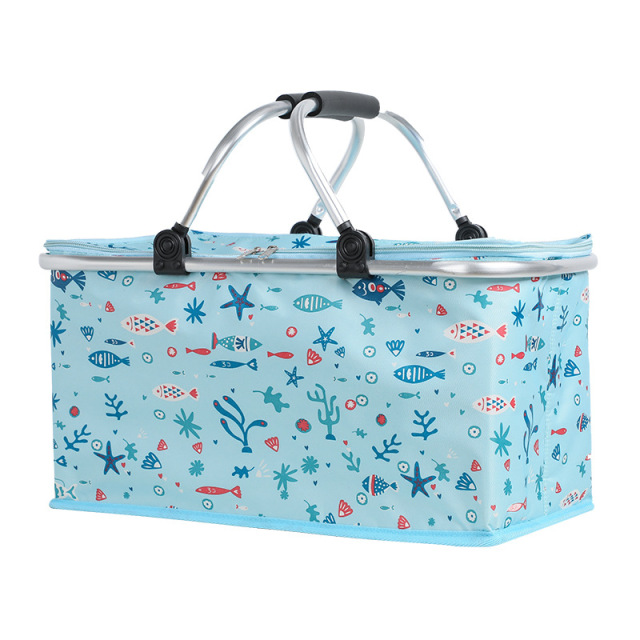 Custom Printing Oversized Thick Aluminum Foil Cooler Lunch Bag Insulated Picnic Basket Cool Bag