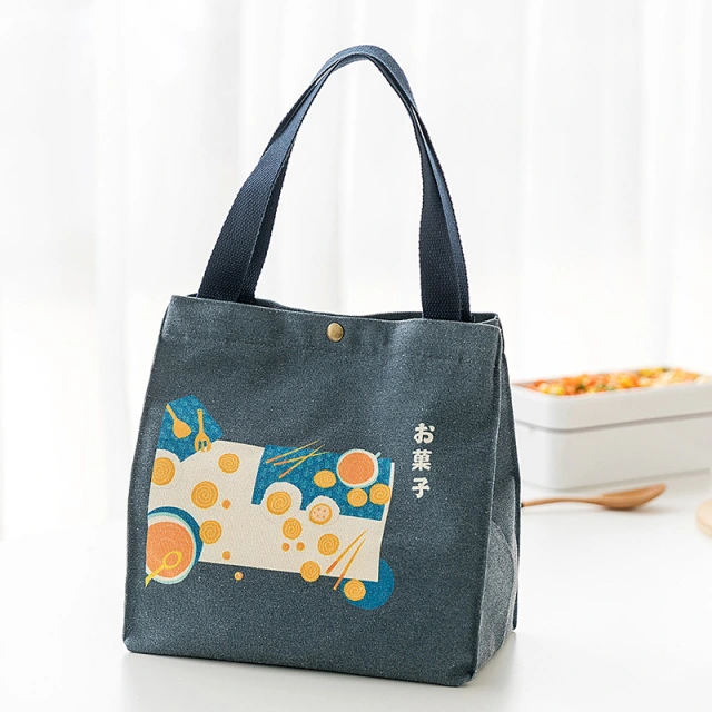 Newest Large Capacity Lightweight Japanese Style Ladies Canvas Lunch Cooler Bag