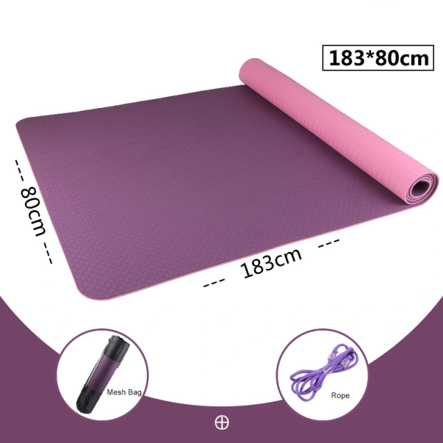 Wholesale High Quality Durable Large TPE Yoga Mat Anti Slip with Carrying Strap and Mesh Bag