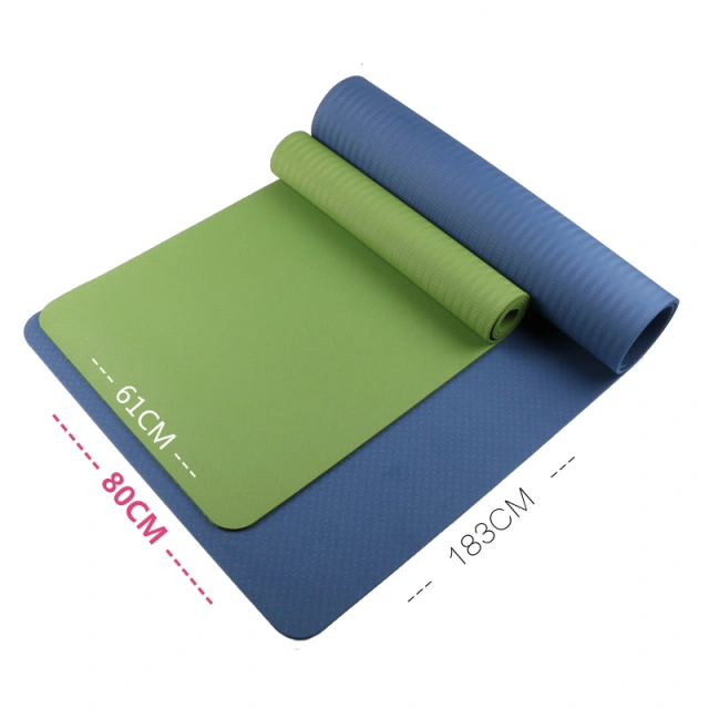 Wholesale High Quality Durable Large TPE Yoga Mat Anti Slip with Carrying Strap and Mesh Bag