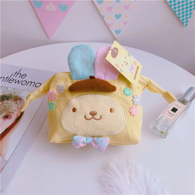 Japanese Style Canvas Cute Animal Travel Kids Cosmetic Storage Bag with Zipper