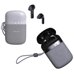 ES-201 Custom fabric Tws Noise-reduction earphones Bluetooth Bass Speaker 2 in 1