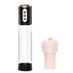 2 in 1 Penis Pump with 4 Suction Intensities, Rechargeable Automatic Cock Pump for Stronger Bigger Erections, Penis Enlarge Pump with Male Masturbation Sleeve for Oral Sex