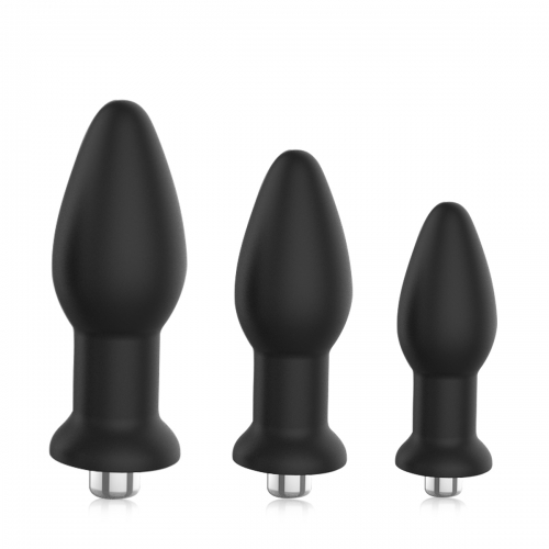 3Pcs Vibrating Butt Plug Set Anal Plug Training Kit, 10 Vibration Modes Anal Sex Toys with Suction Cup Base for Male, Female and Beginner