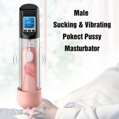 Electric Vacuum Vibrating Penis Pump with Pocket Pussy - 6 Suction & 9 Vibration Intensities, Penis Enlargement Extend Pump, Male Stamina Trainer for Bigger, Stronger Erections