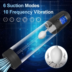 Electric Penis Vacuum Pump Vibration Machine with 6 Suction 10 Vibrtions with Sleeve for Men Enlargement, Rechargeable Male Enlargement Machine Automatic Growth Pump Adult Sex Toys