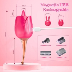 Rose Toys for Women, Clitoral High-Frequency & Tongue Licking G-Spot Rose Vibrator, Nipples Clitoris Massager Tongue Licker Stimulator, Adult Sex Toys for Women Couples Masturbation