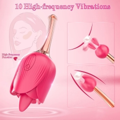 Rose Toys for Women, Clitoral High-Frequency & Tongue Licking G-Spot Rose Vibrator, Nipples Clitoris Massager Tongue Licker Stimulator, Adult Sex Toys for Women Couples Masturbation