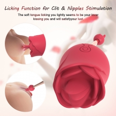 Rose Toys for Women, Clitoral High-Frequency & Tongue Licking G-Spot Rose Vibrator, Nipples Clitoris Massager Tongue Licker Stimulator, Adult Sex Toys for Women Couples Masturbation