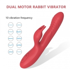 Rabbit Vibrators Clitoris G-Spot Stimulators - 10 Vibrations with Heating Function for Women - Waterproof Rechargeable Quiet Private Adult Sex Toy