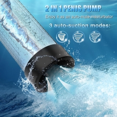 Waterproof Electric Penis Pump, Adult Sex Toys Dick Enlarger for Men Erection, Air Water Extender with 4 Training Pressure and 3 Suction Modes, Automatic Male Masturbator with Penis Rings and Mini Pocket Pussy