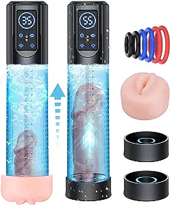 3 in 1 Water Penis Pump Male Sex Toys, 12 Smart Training Modes Hydro Penis Enlarger, Waterproof Cock Pump Electric Penis Vacuum Pump Male Masturbator, Erection Pump Device Sex Toys for Men