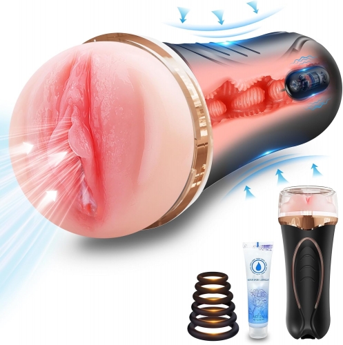 Waterproof Vibrating Male Masturbator Squeezable Pocket Pussy for Men