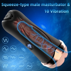 Waterproof Vibrating Male Masturbator Squeezable Pocket Pussy for Men