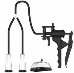 Dual‑Cup Vacuum Suction System for Nipple & Intimate Use, Manual Hand‑Operated Pump Kit