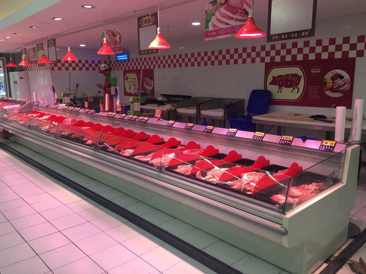 Butcher Meat Shop Refrigerator Showcase Meat Cooler Display