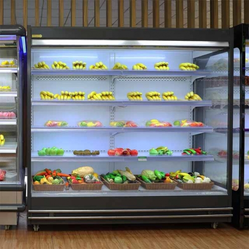 Commercial Vertical Cooler Supermarket Vegetable And Fruit Display Fridge Open Produce Display Freezer
