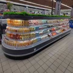 Supermarket Display Open Cooler Round Island Multideck Open Chiller Circle Vertical Open Display Freezer