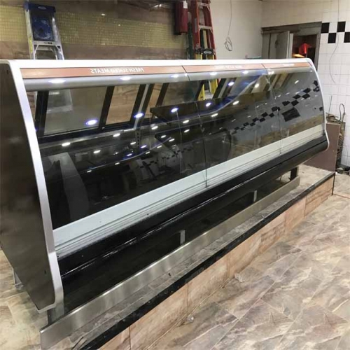 Curved Glass Refrigerated Deli Meat Display Storage Meat Display Freezer Glass Front Deli Showcase