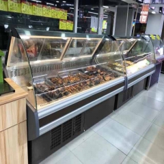 Commercial Meat Shop Open Display Cooler Supermarket Horizontal Meat Display Fresh Meat Open Fridge