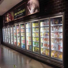Supermarket Open Display Fridge Vertical Glass Door Freezer Refrigeration Equipment