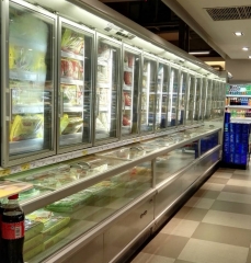 Combined Double Temperature Type Island Freezer Wall Mounted Overhead Fridge Cabinet Island Chiller
