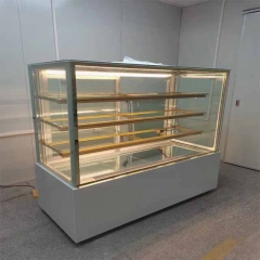 CE Commercial Cube Cake Display Chiller Counter Top Cake Freezer Curved Glass Cake Chiller