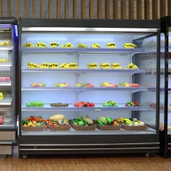 Open Air Curtain Display Cooler Open Beverage Chiller Open Refrigerated Display Case With Shelves