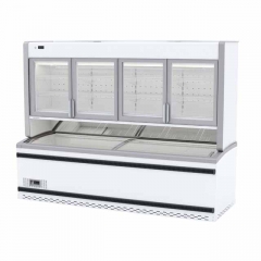 Supermarket Combi Island Freezer Shelf Refrigerated Display Case Sliding Glass Cooler