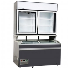 Supermarket Combi Island Freezer Shelf Refrigerated Display Case Sliding Glass Cooler