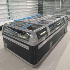 Sliding Glass Curved Chest Combined Freezer Deep Island Fridge For Frozen Food Combined Island Chiller
