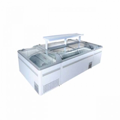 CE Supermarket Combination Island Freezer Static Cooling Combined Island Fridge Plug-in Type Up-down Cooler