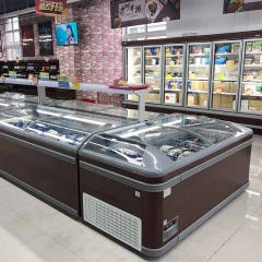CE Supermarket Combination Island Freezer Static Cooling Combined Island Fridge Plug-in Type Up-down Cooler