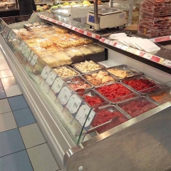 CE Personalized Open Top Supermarket Freezer Horizontal Fish Meat Open Display Fridge Fresh Meat Frozen Chiller
