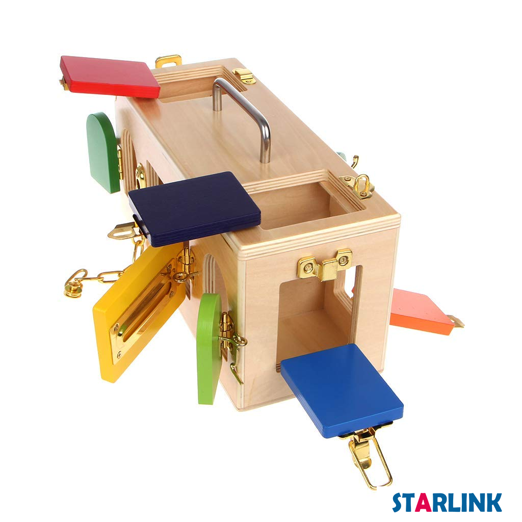 Wooden Montessori Educational Practical Material Little Lock Latch Box Toys Kids