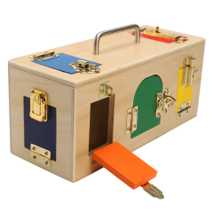 Holz Montessori Pädagogisches Praktische Material Kleine Schloss Latch Box Spielzeug Kinder