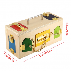 Wooden Montessori Educational Practical Material Little Lock Latch Box Toys Kids
