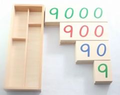 Montessori grandes tarjetas de número de madera con caja (1-9000)