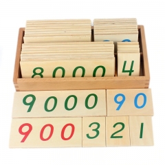 Montessori grandes cartes numériques en bois avec boîte (1-9000)